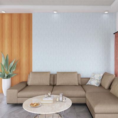 Papier Peint Arabesque Volutea Bleu Dragée